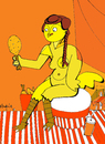 Cartoon: Chick eating chicken (small) by Munguia tagged miro,mirror,chicken,chick,hot,naked,nude,canivalism,fried,kentucky