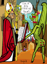 Cartoon: Dont trust the devil (small) by Munguia tagged michael,pacher,saint,wolfgang,and,the,devil,built,church