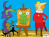 Cartoon: Embrujarte (small) by Munguia tagged witch,bruja,prince,frog,paint,painter,picture,art
