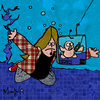 Cartoon: grunge fishing (small) by Munguia tagged nevermind 20 years nirvana baby cover parody parodies pool underwater fishing grunge 90s munguia costa rica humor caricatura rock generation