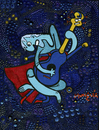 Cartoon: Guitar Hero (small) by Munguia tagged picasso,guitar,hero,painting,parody,superhero,super,man