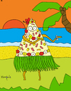 Cartoon: Hawaian pizza (small) by Munguia tagged pizzapitch pizza woman sea beach isle food hawai pineapple ham flowers sand dance