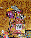 Cartoon: Hugs (small) by Munguia tagged famous,paintings,parodies,gustav,klimt,parody,verion,cats,gatos,kitten,kitty