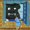 Cartoon: King kong looking in the window (small) by Munguia tagged woman,looking,out,the,window,salvador,dali,king,kong,munguia,famous,paintings,parodies,spoof,version,fine,arts,classic