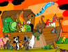 Cartoon: ark of extinction (small) by Munguia tagged animal,wellfare,noah,ark,arc,animals,endangered,species,death,dead,muerte,reaper,dinosaurs,panda