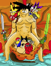 Cartoon: Manga Vs Comic (small) by Munguia tagged the,great,red,dragon,and,beast,from,sea,william,blake,parody,horror,paintings,parodies,superman,goku,spiderman,batman,flash,thor,pikachu,naruto,mario,bros,yu,gi,oh,astro,boy,wolverine,aquaman,lasar,sable,thundercat,swords,mazinger