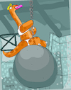 Cartoon: Miley Bronto Cyrus (small) by Munguia tagged miley,cyrus,brontosaurio,wrecking,ball,parody,dinosaur