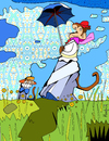 Cartoon: Monet (small) by Munguia tagged monkey monet mother son madre hijo umbrella impresionismo