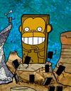 Cartoon: Monoliths (small) by Munguia tagged monolith,monkeys,monkey,space,odyssey,2001,kubrick,munguia,costa,rica,humor,grafico,calcamunguias,chile,movie