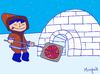 Cartoon: North Pole Pizza (small) by Munguia tagged pizzapitch iglu esquimal north pole ice cold munguia cartoon caricatura costa rica costarricense tico