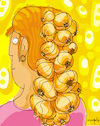 Cartoon: Onion Braid (small) by Munguia tagged onion,braid,cebolla,trenza,pelo,hair,style,calcamunguia