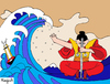 Cartoon: Prepared Samurai (small) by Munguia tagged japon,japan,hokusai,tsunami,samurai,tsunameter,mooring,system,preapered,earthquake,ever,ready