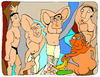 Cartoon: senoritos de avignon (small) by Munguia tagged avignon picasso art cubismo cubism munguia