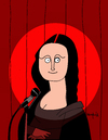 Cartoon: Stand up comedy (small) by Munguia tagged stand,up,comedy,stage,show,mona,lisa,monalisa,davinci,leonardo,gioconda,microphone,light,spotlight,fun,cartoon,munguia,calcamunguias