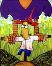 Cartoon: the crow scare scare crow (small) by Munguia tagged colibri,phone,card,tarjeta,telefonica,pre,pago,munguia,calcamunguias,scarecrow,crow,espantapajaros,maiz,corn