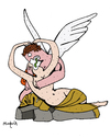 Cartoon: The regurgitate Kiss Cupid (small) by Munguia tagged sculpture,cupid,angel,kiss,worm,regurgitate,woman,canova,antonio
