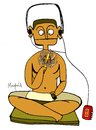 Cartoon: The rewinder (small) by Munguia tagged the,seated,scribe,escriba,sentado,cartoon,parody,famous,sculpture,egyptian,walkman,cassette,pencil,writer,music,munguia,costa,rica,humor,grafico,futuristic,spiral,centrifugal,representation