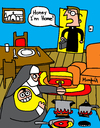Cartoon: UnFamiliar (small) by Munguia tagged priest,nun,monja,sacerdote,padre,church,femenist,role,woman,religious