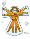 Cartoon: Vritruvian man havin fun in snow (small) by Munguia tagged vitruvio vitruvian art da vinci code leonardo munguia snow angels costa rica winter humor grafico carictura cartoon