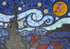 Cartoon: Starry Halloween (small) by Munguia tagged van,gogh,starry,night,witch,bruja,noche,estrellada,munguia,pintura,caricatura,costa,rica,cartoon,humor,grafico