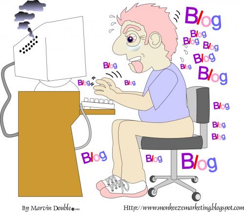 Cartoon: Frantic Blogger (medium) by mdouble tagged cartoon,illustration,blogging,blogger,blogs,humor,satire,