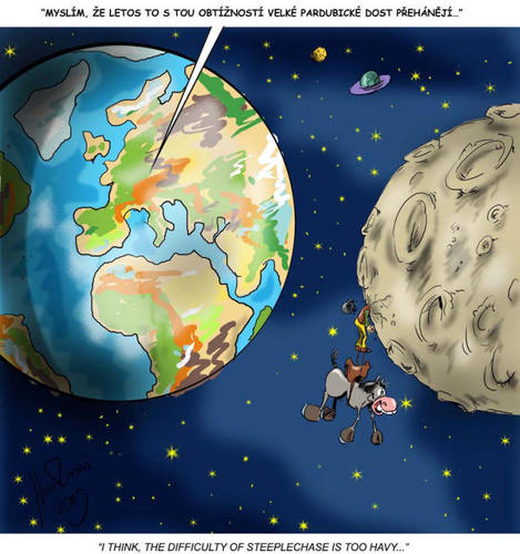 Cartoon: man on the moon (medium) by Martin Hron tagged horse