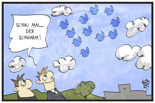 Cartoon: 10 Jahre Twitter (medium) by Kostas Koufogiorgos tagged karikatur,koufogiorgos,illustration,cartoon,twitter,soziale,netzwerke,vogel,schwarm,tweet,zwitschern,nachrichten,portal,kurznachrichtendienst,internet,karikatur,koufogiorgos,illustration,cartoon,twitter,soziale,netzwerke,vogel,schwarm,tweet,zwitschern,nachrichten,portal,kurznachrichtendienst,internet