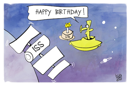 Cartoon: 25 Jahre ISS (medium) by Kostas Koufogiorgos tagged karikatur,koufogiorgos,iss,weltraum,weltall,geburtstag,jubiläum,außerirdischer,karikatur,koufogiorgos,iss,weltraum,weltall,geburtstag,jubiläum,außerirdischer