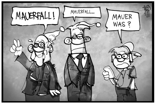 Cartoon: 25 Jahre Mauerfall (medium) by Kostas Koufogiorgos tagged karikatur,koufogiorgos,illustration,cartoon,mauerfall,wende,michel,deutschland,ddr,einheit,jubiläum,politik,karikatur,koufogiorgos,illustration,cartoon,mauerfall,wende,michel,deutschland,ddr,einheit,jubiläum,politik