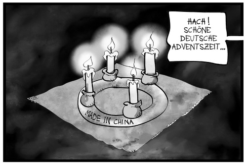 Cartoon: 4. Advent (medium) by Kostas Koufogiorgos tagged karikatur,koufogiorgos,illustration,cartoon,advent,adventskranz,deutsch,china,nostalgie,globalisierung,kerzen,karikatur,koufogiorgos,illustration,cartoon,advent,adventskranz,deutsch,china,nostalgie,globalisierung,kerzen