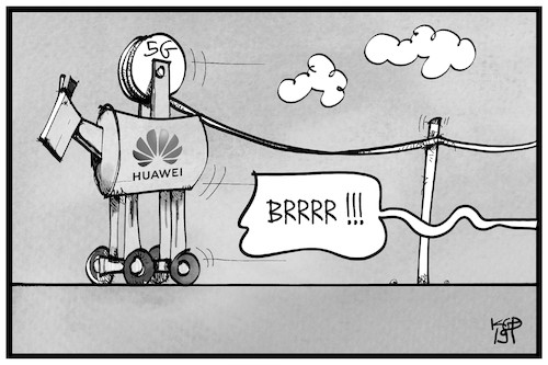 Cartoon: 5G-Ausbau mit Huawei (medium) by Kostas Koufogiorgos tagged karikatur,koufogiorgos,illustration,cartoon,5g,breitband,ausbau,kabel,leitung,trojanisches,pferd,spionage,huawei,china,wirtschaft,internet,technik,technologie,karikatur,koufogiorgos,illustration,cartoon,5g,breitband,ausbau,kabel,leitung,trojanisches,pferd,spionage,huawei,china,wirtschaft,internet,technik,technologie