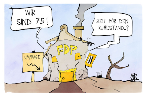 Cartoon: 75 Jahre FDP (medium) by Kostas Koufogiorgos tagged karikatur,koufogiorgos,rente,fdp,alter,jubiläum,karikatur,koufogiorgos,rente,fdp,alter,jubiläum