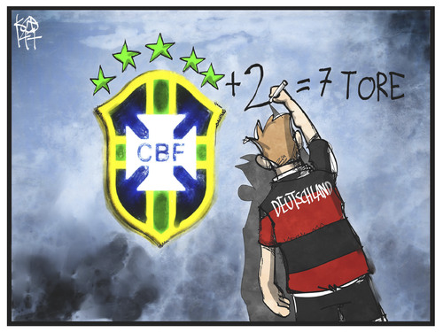 Cartoon: 7 Gegentore (medium) by Kostas Koufogiorgos tagged karikatur,koufogiorgos,illustration,cartoon,brasilien,deutschland,fussball,wm,celacao,tor,sport,weltmeisterschaft,karikatur,koufogiorgos,illustration,cartoon,brasilien,deutschland,fussball,wm,celacao,tor,sport,weltmeisterschaft