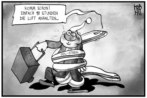 Cartoon: 98 Stunden GDL-Streik (medium) by Kostas Koufogiorgos tagged karikatur,koufogiorgos,illustration,cartoon,gdl,bahn,streik,schlange,reisender,passagier,arbeitskampf,karikatur,koufogiorgos,illustration,cartoon,gdl,bahn,streik,schlange,reisender,passagier,arbeitskampf