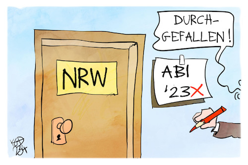 Cartoon: Abiturprüfung NRW (medium) by Kostas Koufogiorgos tagged karikatur,koufogiorgos,abitur,nrw,prüfung,schule,gymnasium,karikatur,koufogiorgos,abitur,nrw,prüfung,schule,gymnasium