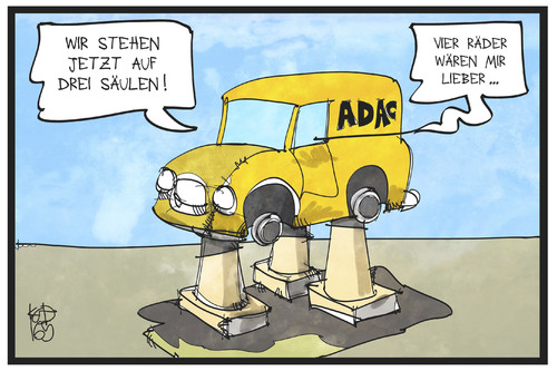 Cartoon: ADAC (medium) by Kostas Koufogiorgos tagged karikatur,koufogiorgos,illustration,cartoon,adac,säulen,räder,auto,verein,automobilclub,reform,karikatur,koufogiorgos,illustration,cartoon,adac,säulen,räder,auto,verein,automobilclub,reform