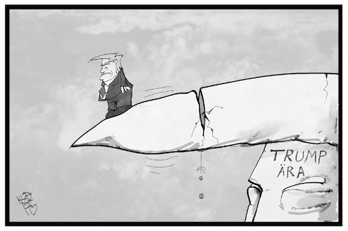 Cartoon: Ära Trump (medium) by Kostas Koufogiorgos tagged karikatur,koufogiorgos,illustration,cartoon,ära,trump,statue,niedergang,bröckelig,absturz,usa,präsident,amtsenthebung,karikatur,koufogiorgos,illustration,cartoon,ära,trump,statue,niedergang,bröckelig,absturz,usa,präsident,amtsenthebung