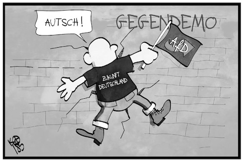 Cartoon: AfD-Demo (medium) by Kostas Koufogiorgos tagged karikatur,koufogiorgos,illustration,cartoon,afd,demonstration,gegendemo,mauer,protest,partei,karikatur,koufogiorgos,illustration,cartoon,afd,demonstration,gegendemo,mauer,protest,partei