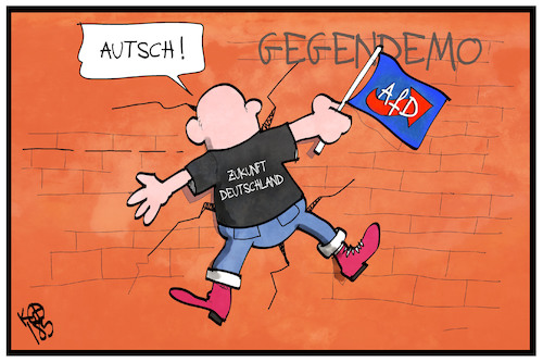 Cartoon: AfD-Demo (medium) by Kostas Koufogiorgos tagged karikatur,koufogiorgos,illustration,cartoon,afd,demonstration,gegendemo,mauer,protest,partei,karikatur,koufogiorgos,illustration,cartoon,afd,demonstration,gegendemo,mauer,protest,partei