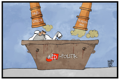 Cartoon: AfD-Politik (medium) by Kostas Koufogiorgos tagged karikatur,koufogiorgos,illustration,cartoon,gauland,ns,nationalsozialismus,vogelschiss,zitat,verharmlosung,afd,nazisprech,politik,müll,fremdenhass,partei,karikatur,koufogiorgos,illustration,cartoon,gauland,ns,nationalsozialismus,vogelschiss,zitat,verharmlosung,afd,nazisprech,politik,müll,fremdenhass,partei