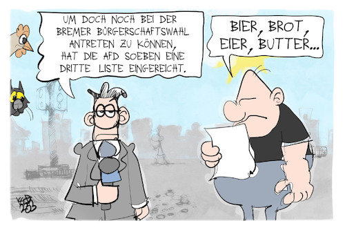 Cartoon: AfD in Bremen (medium) by Kostas Koufogiorgos tagged karikatur,koufogiorgos,afd,bremen,liste,wahl,bürgerschaftswahl,karikatur,koufogiorgos,afd,bremen,liste,wahl,bürgerschaftswahl