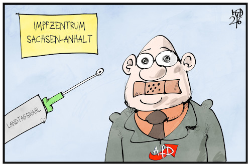 Cartoon: AfD Sachsen-Anhalt (medium) by Kostas Koufogiorgos tagged karikatur,koufogiorgos,illustration,cartoon,afd,sachsen,anhalt,spritze,impfung,impfzentrum,vaxxie,landtagswahl,karikatur,koufogiorgos,illustration,cartoon,afd,sachsen,anhalt,spritze,impfung,impfzentrum,vaxxie,landtagswahl