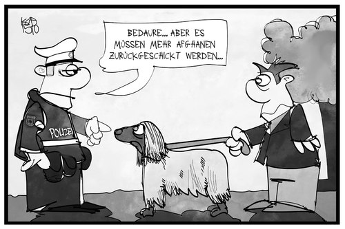 Cartoon: Afghanistan (medium) by Kostas Koufogiorgos tagged karikatur,koufogiorgos,illustration,cartoon,afghanistan,hund,abschiebung,polizei,politik,flüchtlingspolitik,flüchtlingskrise,hundesrasse,karikatur,koufogiorgos,illustration,cartoon,afghanistan,hund,abschiebung,polizei,politik,flüchtlingspolitik,flüchtlingskrise,hundesrasse