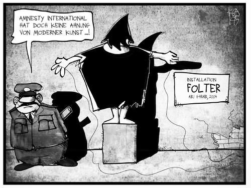 Cartoon: AI-Bericht zur Folter (medium) by Kostas Koufogiorgos tagged karikatur,koufogiorgos,illustration,cartoon,amnesty,international,ai,folter,bericht,abu,ghraib,irak,usa,gewalt,skandal,kunst,installation,krieg,karikatur,koufogiorgos,illustration,cartoon,amnesty,international,ai,folter,bericht,abu,ghraib,irak,usa,gewalt,skandal,kunst,installation,krieg