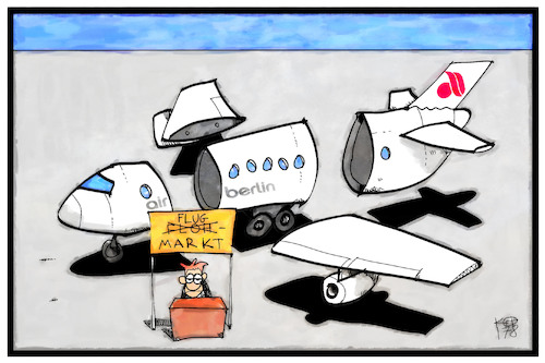 Cartoon: Air Berlin (medium) by Kostas Koufogiorgos tagged karikatur,koufogiorgos,illustration,cartoon,air,berlin,flohmarkt,ausverkauf,aufspaltung,fluglinie,airline,bankrott,pleite,karikatur,koufogiorgos,illustration,cartoon,air,berlin,flohmarkt,ausverkauf,aufspaltung,fluglinie,airline,bankrott,pleite