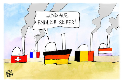 Cartoon: AKW-Aus (medium) by Kostas Koufogiorgos tagged karikatur,koufogiorgos,atomkraft,deutschland,europa,akw,niederlande,frankreich,schweiz,belgien,karikatur,koufogiorgos,atomkraft,deutschland,europa,akw,niederlande,frankreich,schweiz,belgien