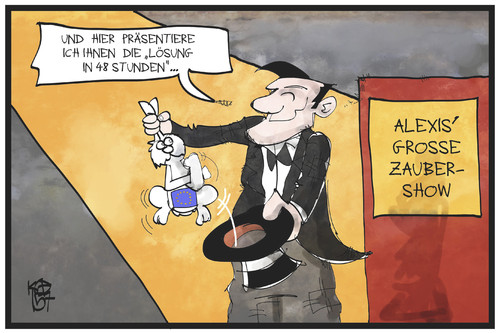 Cartoon: Alexis der Magier (medium) by Kostas Koufogiorgos tagged karikatur,koufogiorgos,illustration,cartoon,tsipras,zauberer,zauberei,magier,hut,kaninchen,europa,versprechen,politik,griechenland,schuldenstreit,karikatur,koufogiorgos,illustration,cartoon,tsipras,zauberer,zauberei,magier,hut,kaninchen,europa,versprechen,politik,griechenland,schuldenstreit