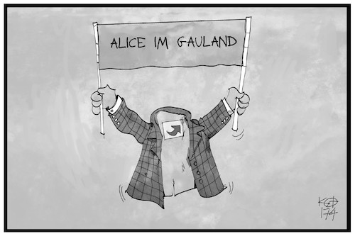 Cartoon: Alice im Gauland (medium) by Kostas Koufogiorgos tagged karikatur,koufogiorgos,illustration,cartoon,weibel,alice,gauland,afd,spitzenduo,partei,sakko,märchen,politik,karikatur,koufogiorgos,illustration,cartoon,weibel,alice,gauland,afd,spitzenduo,partei,sakko,märchen,politik