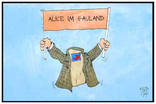 Cartoon: Alice im Gauland (medium) by Kostas Koufogiorgos tagged karikatur,koufogiorgos,illustration,cartoon,weibel,alice,gauland,afd,spitzenduo,partei,sakko,märchen,politik,karikatur,koufogiorgos,illustration,cartoon,weibel,alice,gauland,afd,spitzenduo,partei,sakko,märchen,politik