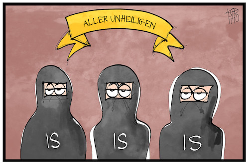 Cartoon: Allerunheiligen (medium) by Kostas Koufogiorgos tagged karikatur,koufogiorgos,illustration,cartoon,terrorismus,is,terrorist,feiertag,allerheiligen,unheilig,religion,karikatur,koufogiorgos,illustration,cartoon,terrorismus,is,terrorist,feiertag,allerheiligen,unheilig,religion